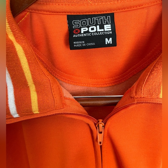 South Pole brand track jacket, Orange with yellow & white stripes, men’s medium - Picture 2 of 7